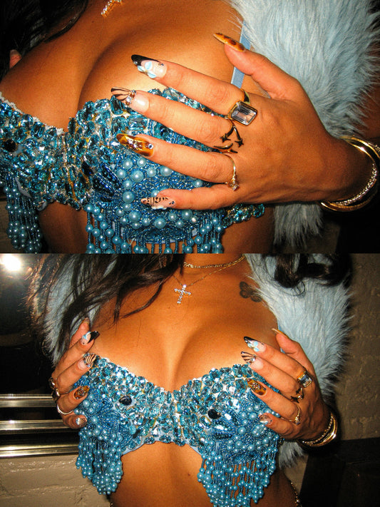 Azul Bra Top + Fur